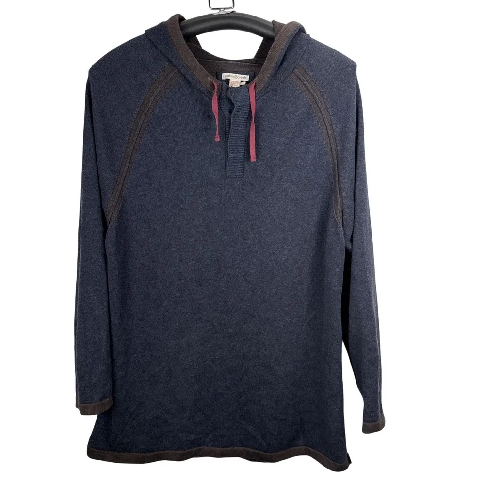Carbon2Cobalt Mens Cotton Cashmere Knit Hoodie Sweater Size XXL 2XL Blue Gray